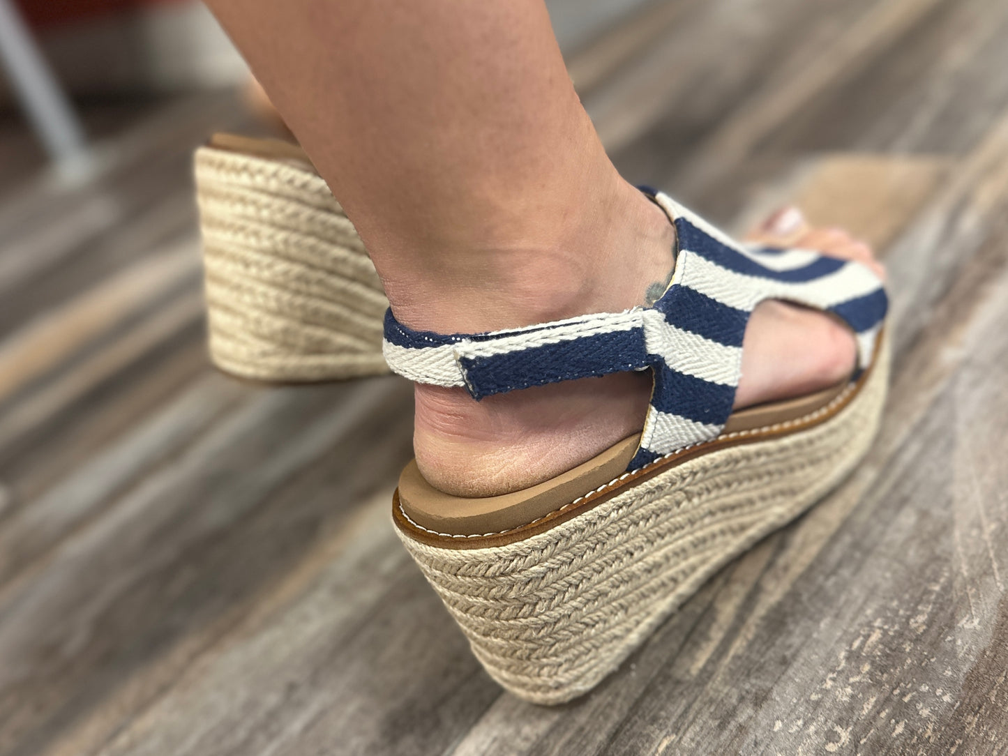 Navy Naural Stripe Wedge