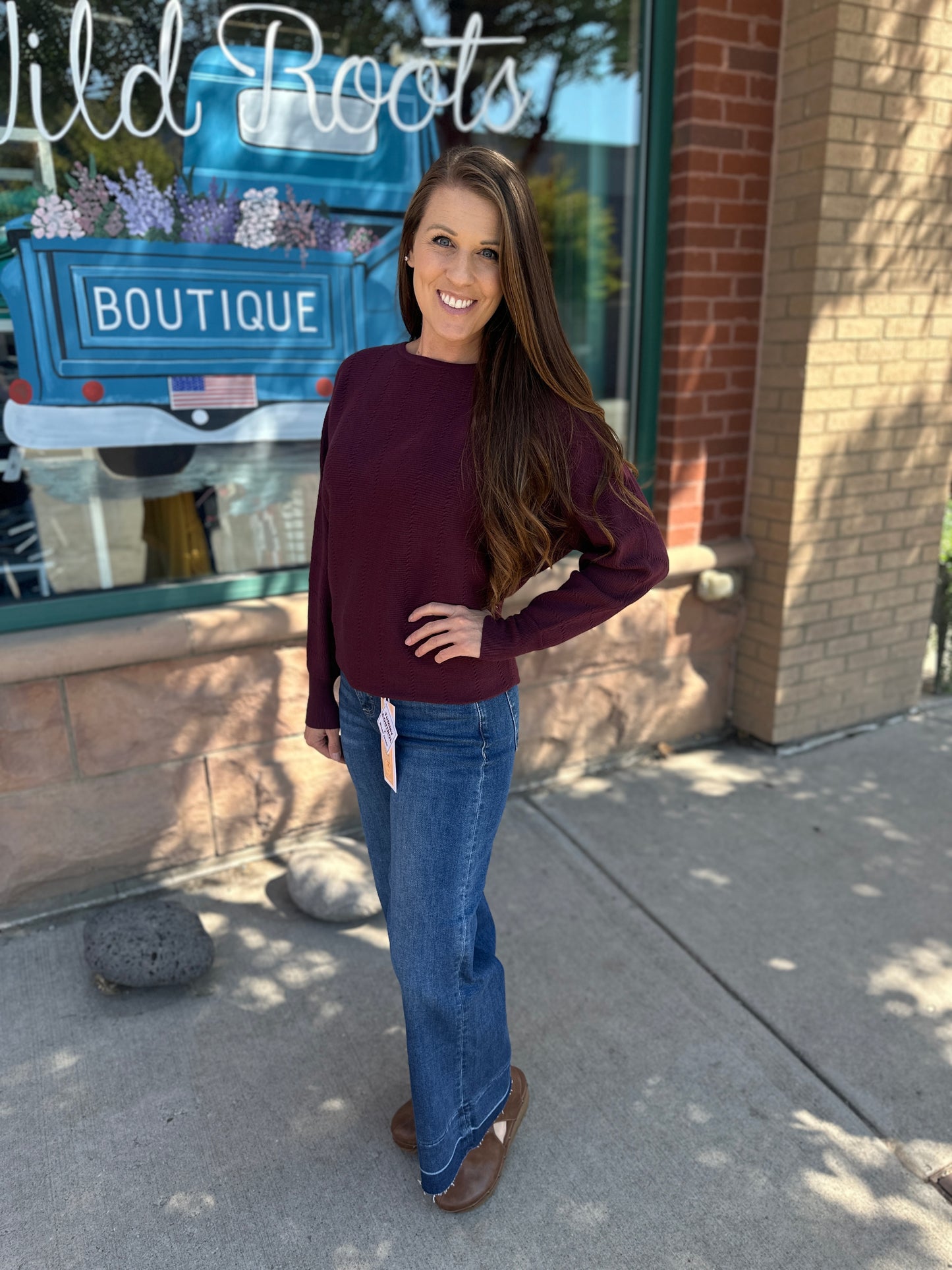 Textured Dolman Long Sleeve