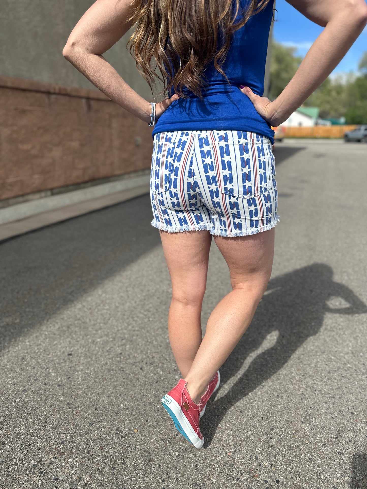 USA Star Fray Hem Shorts