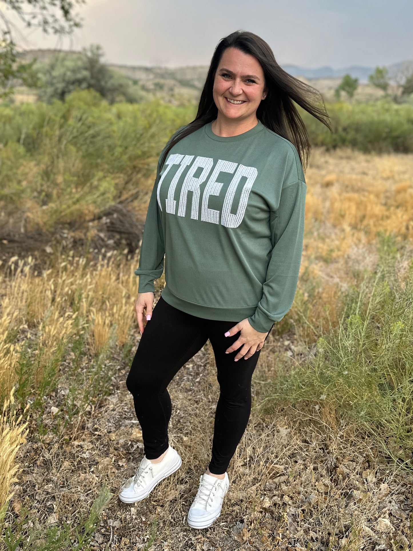 Embroidered Ribbed Tired Pullover