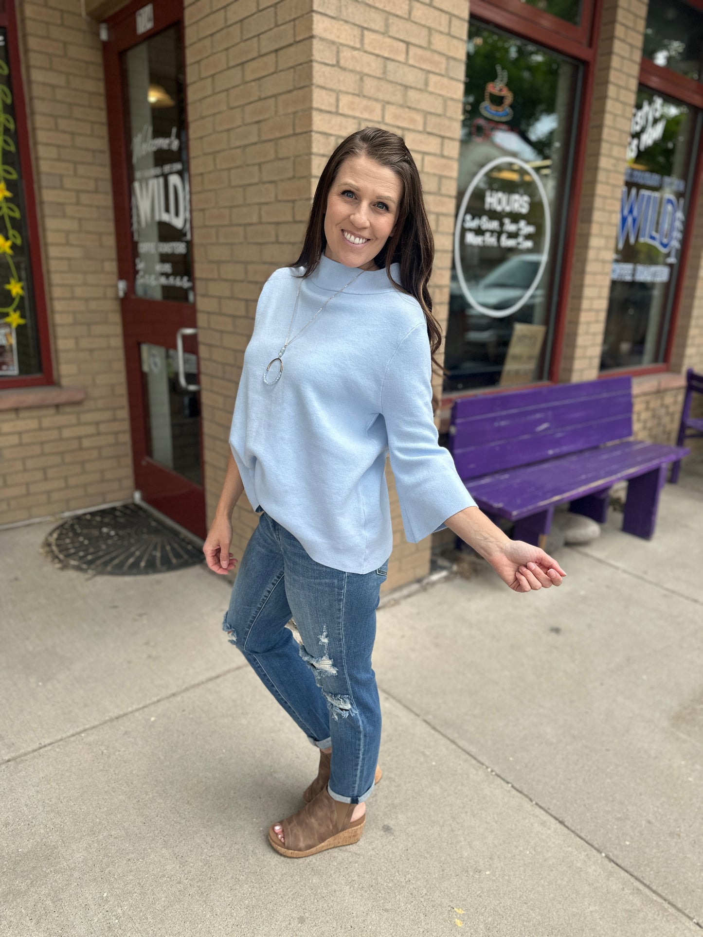 Baby Blue Mock Neck Sweater