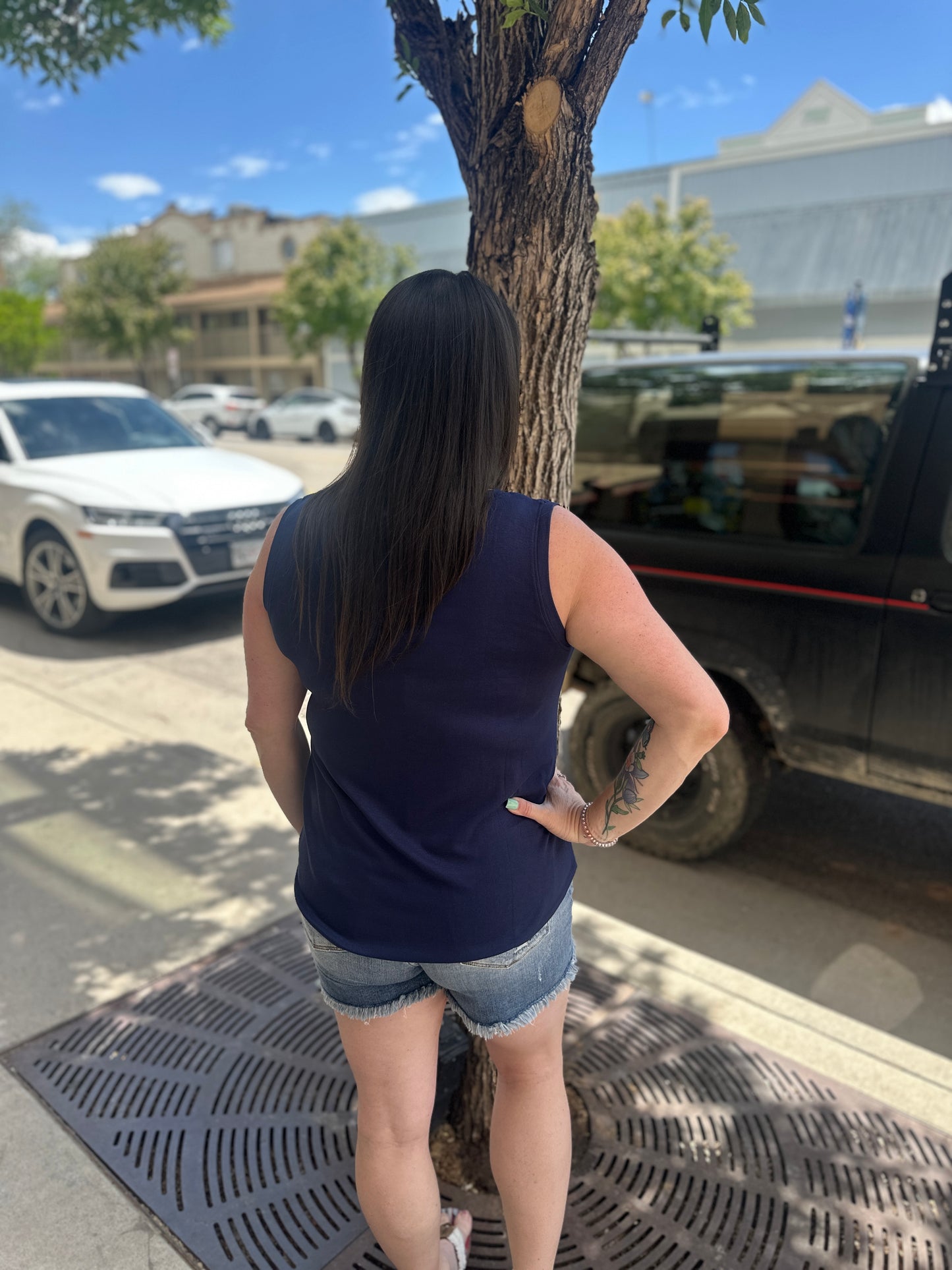 Smocked V-Neck Tank