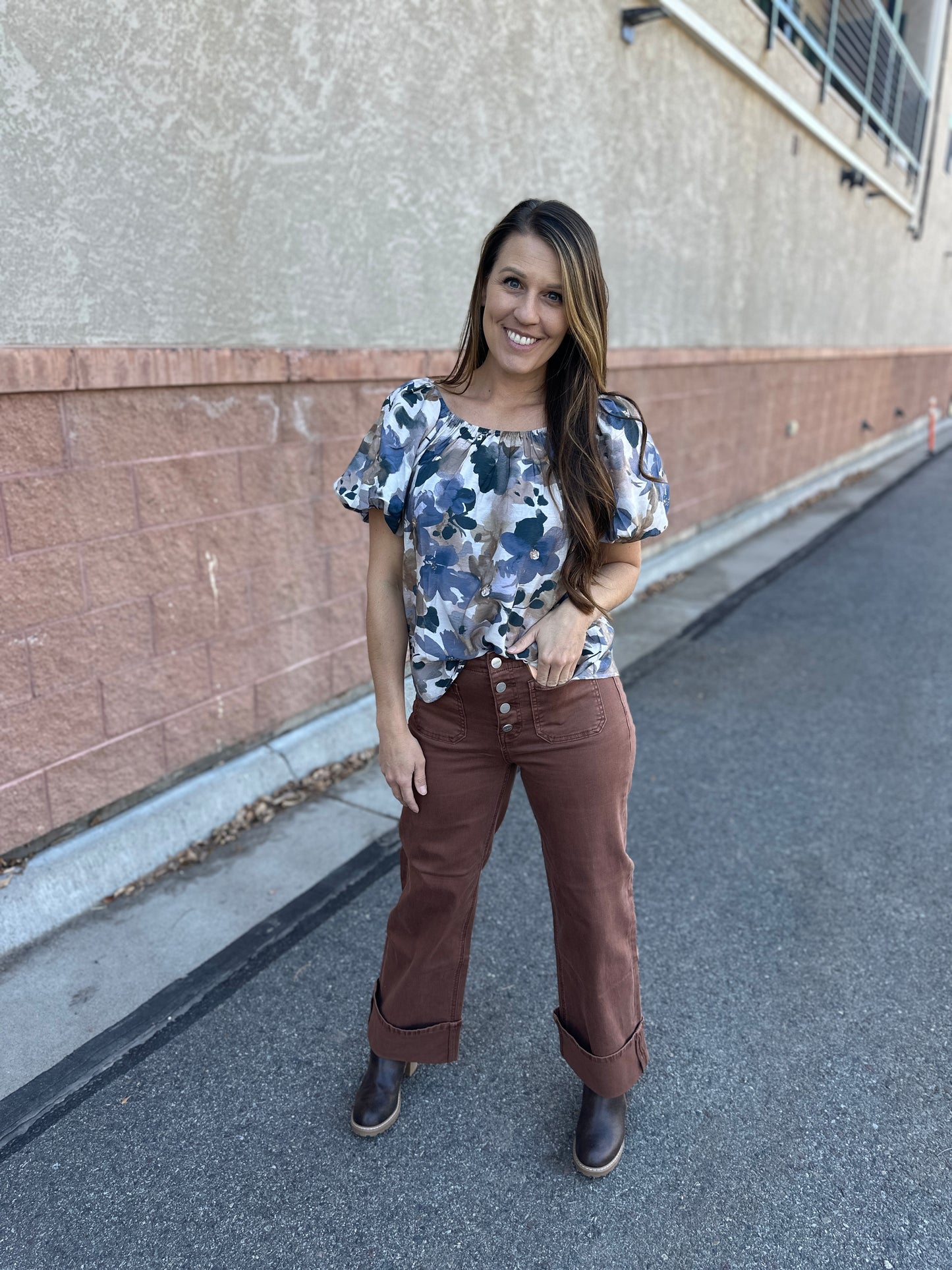 Puff Balloon Sleeve Floral Top