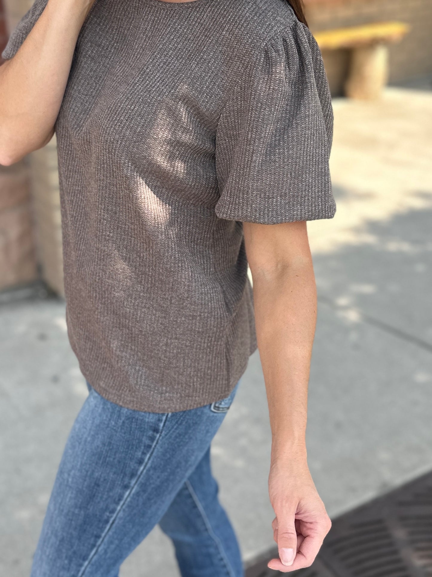 Mocha Puff Sleeve Blouse