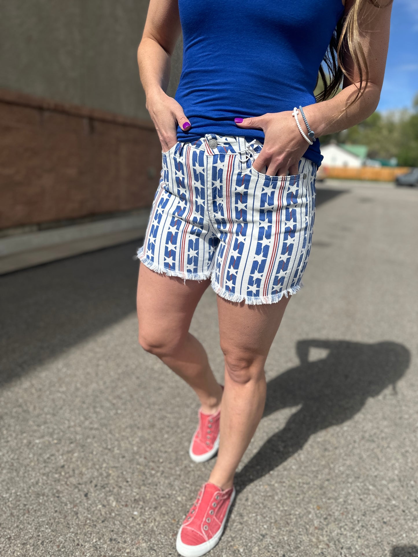 USA Star Fray Hem Shorts