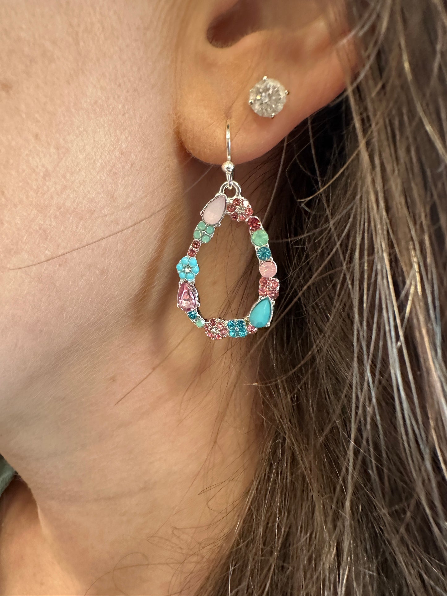 Multi Crystal Drop Earrings