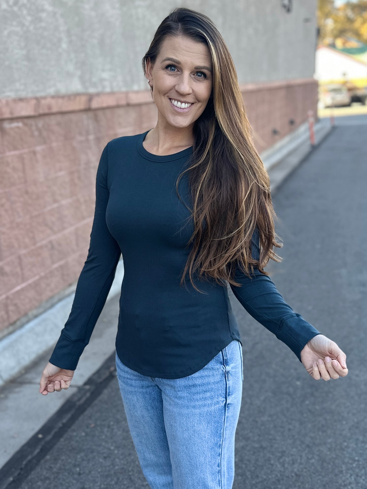 Ribbed Crew Neck Long Sleeve