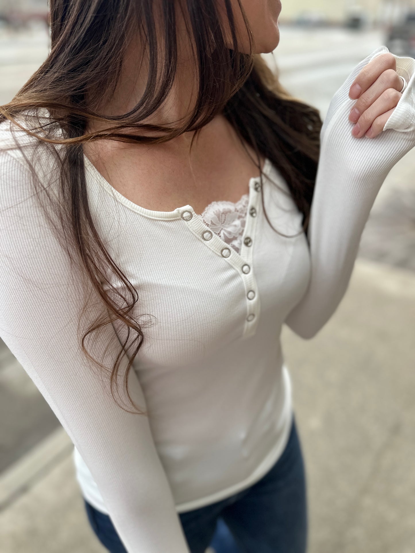 Peekaboo Lace Henley