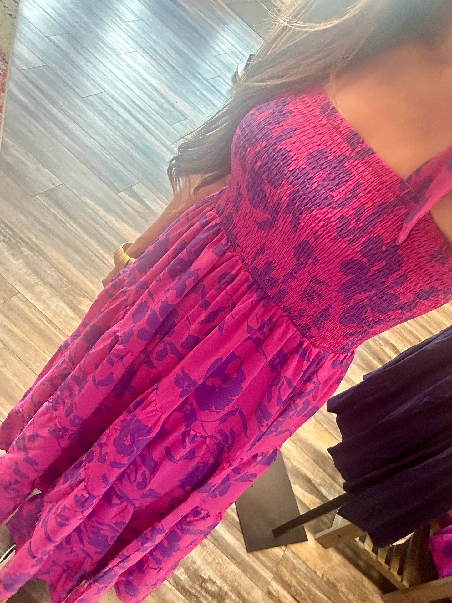 Serina Fuschia Smocked Tiered Dress