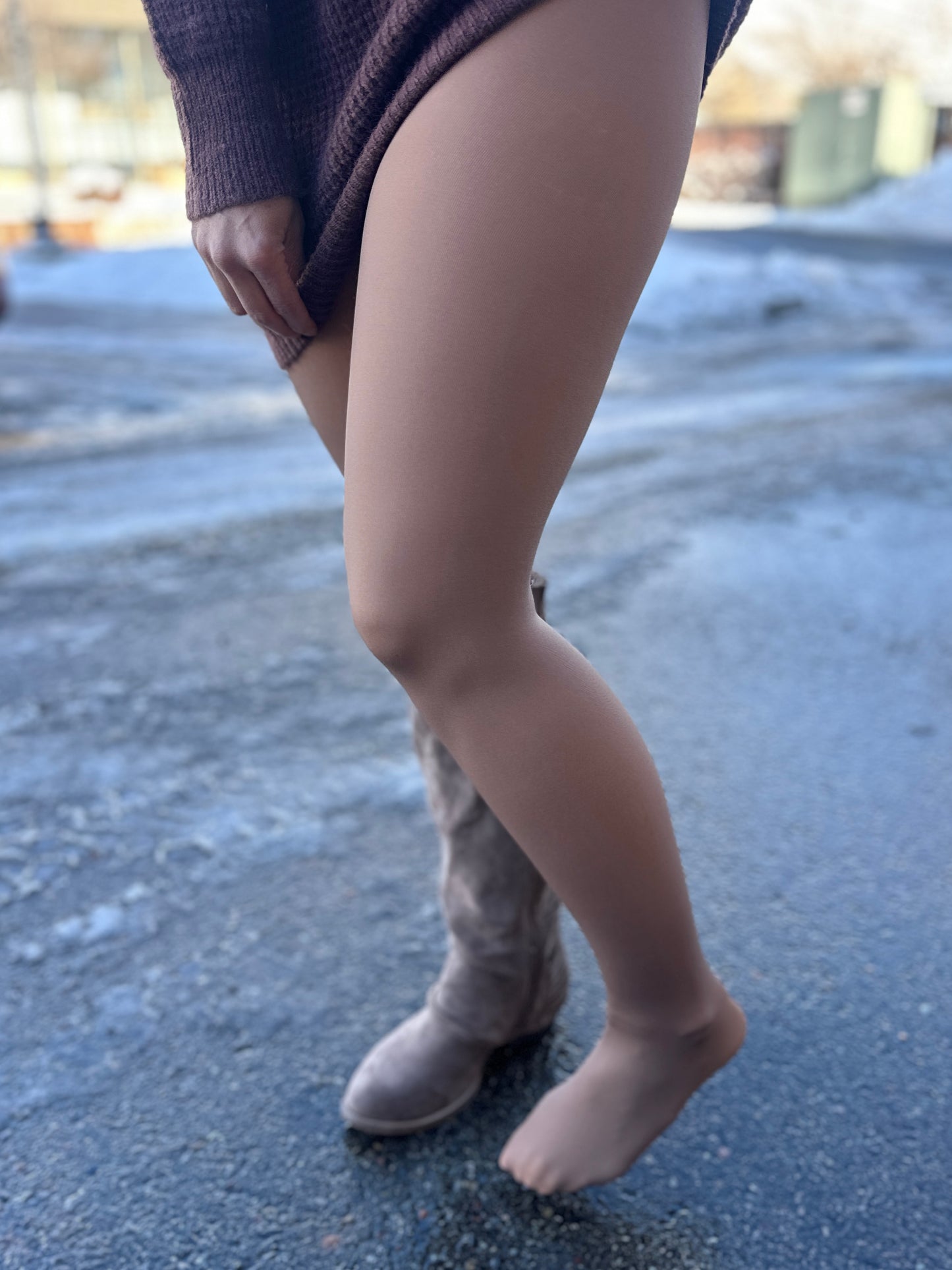 Fleece Lined Tights with Elastic Waistband
