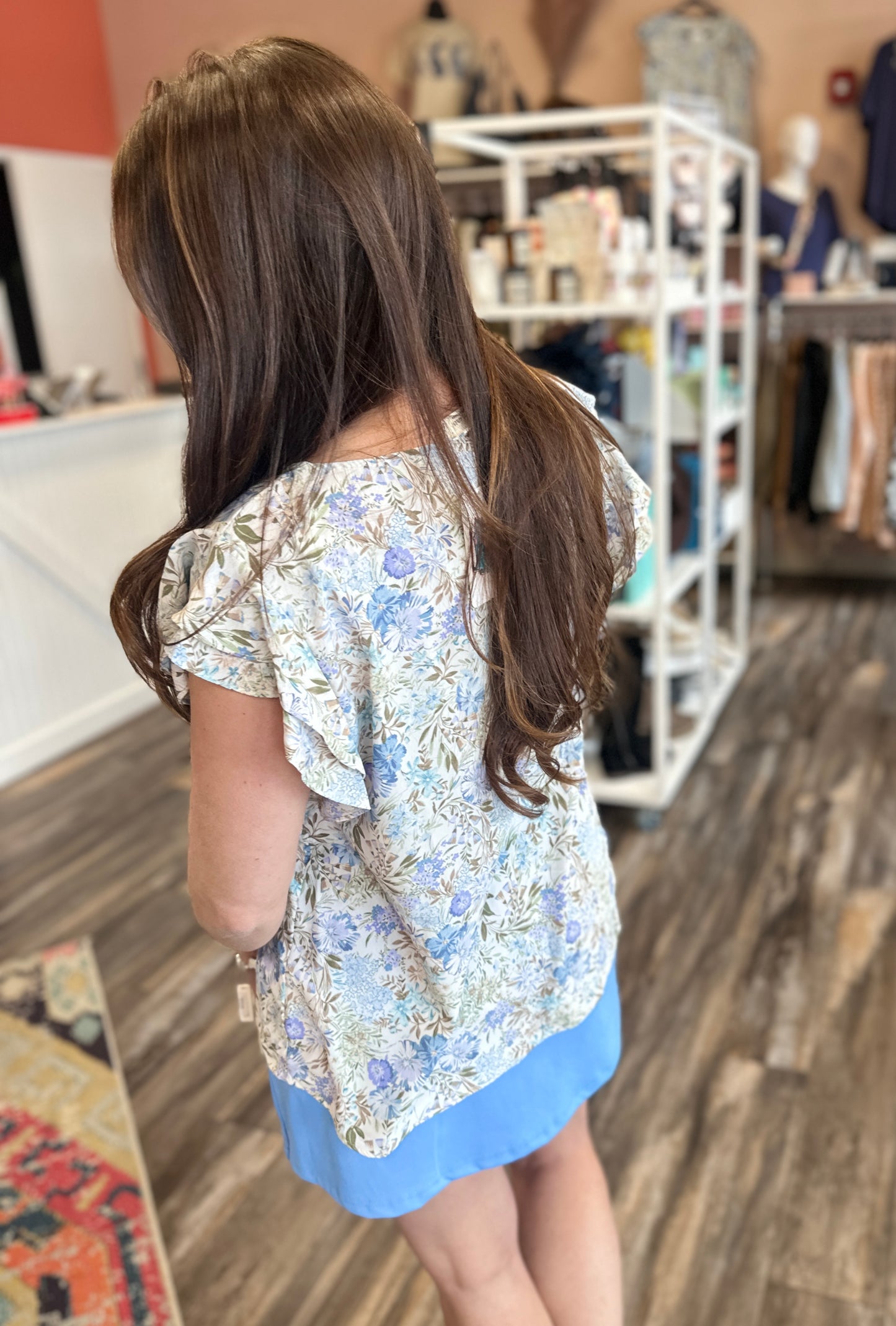 Blue Floral Blouse