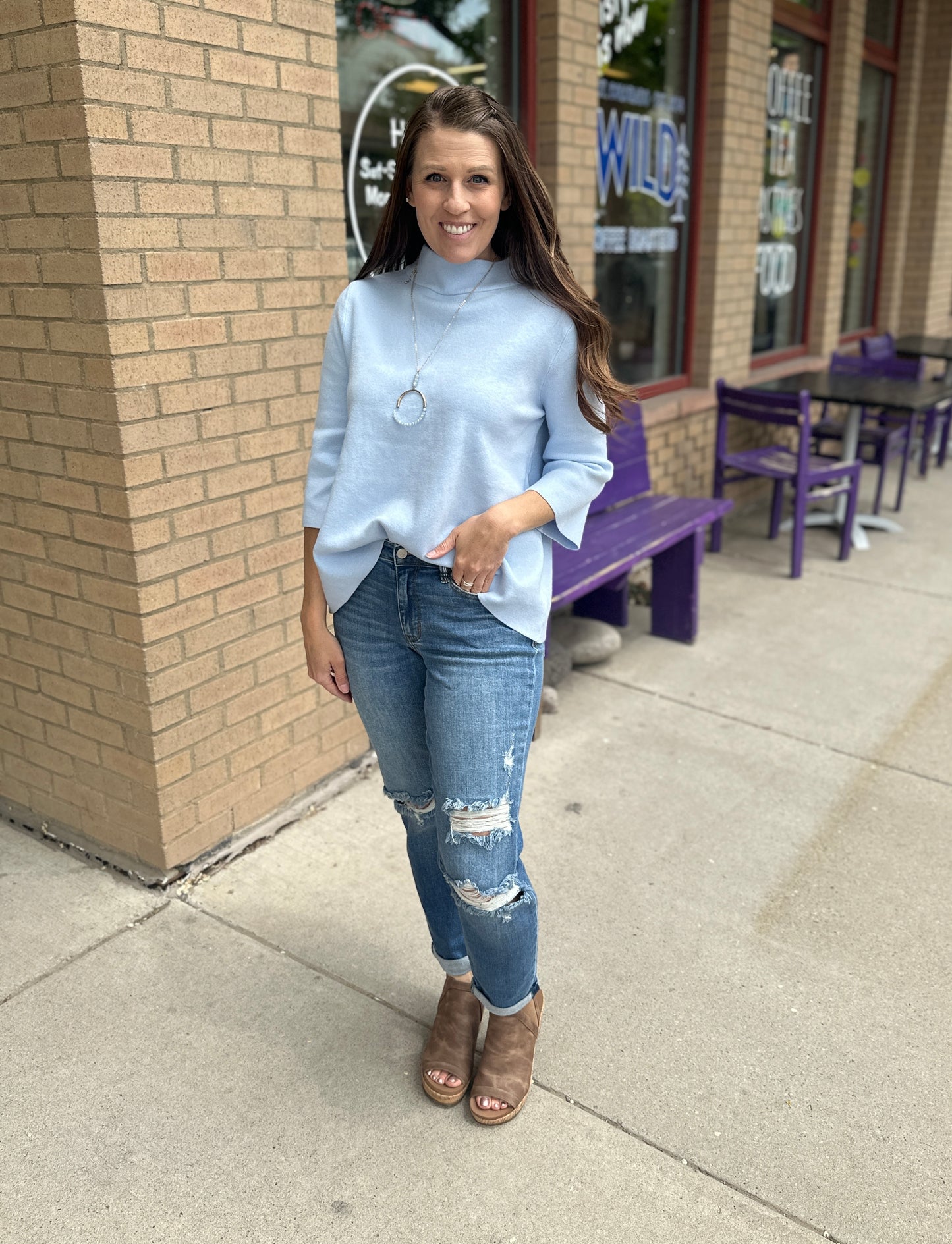 Baby Blue Mock Neck Sweater