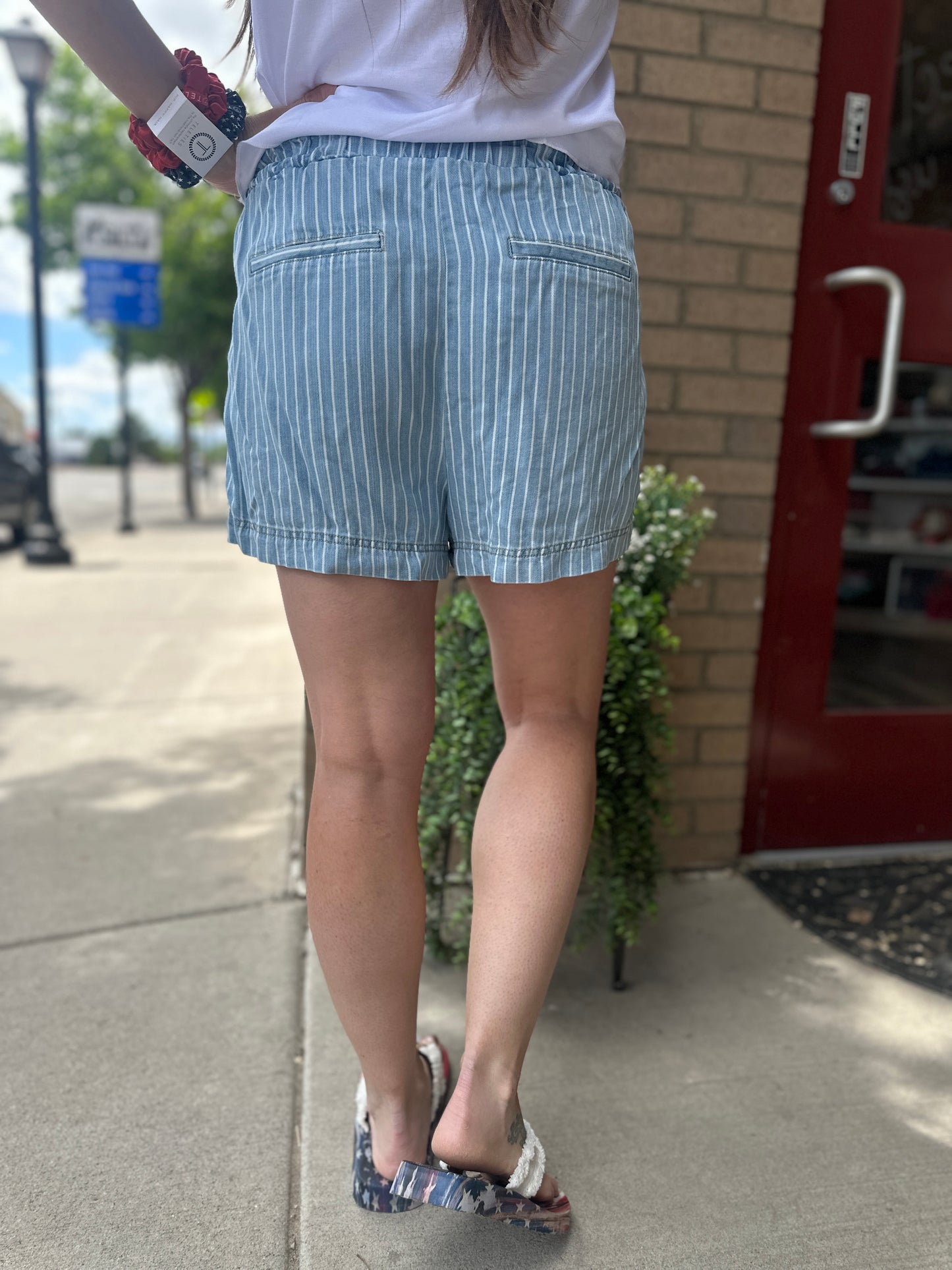 Chambray Tie Waist Shorts