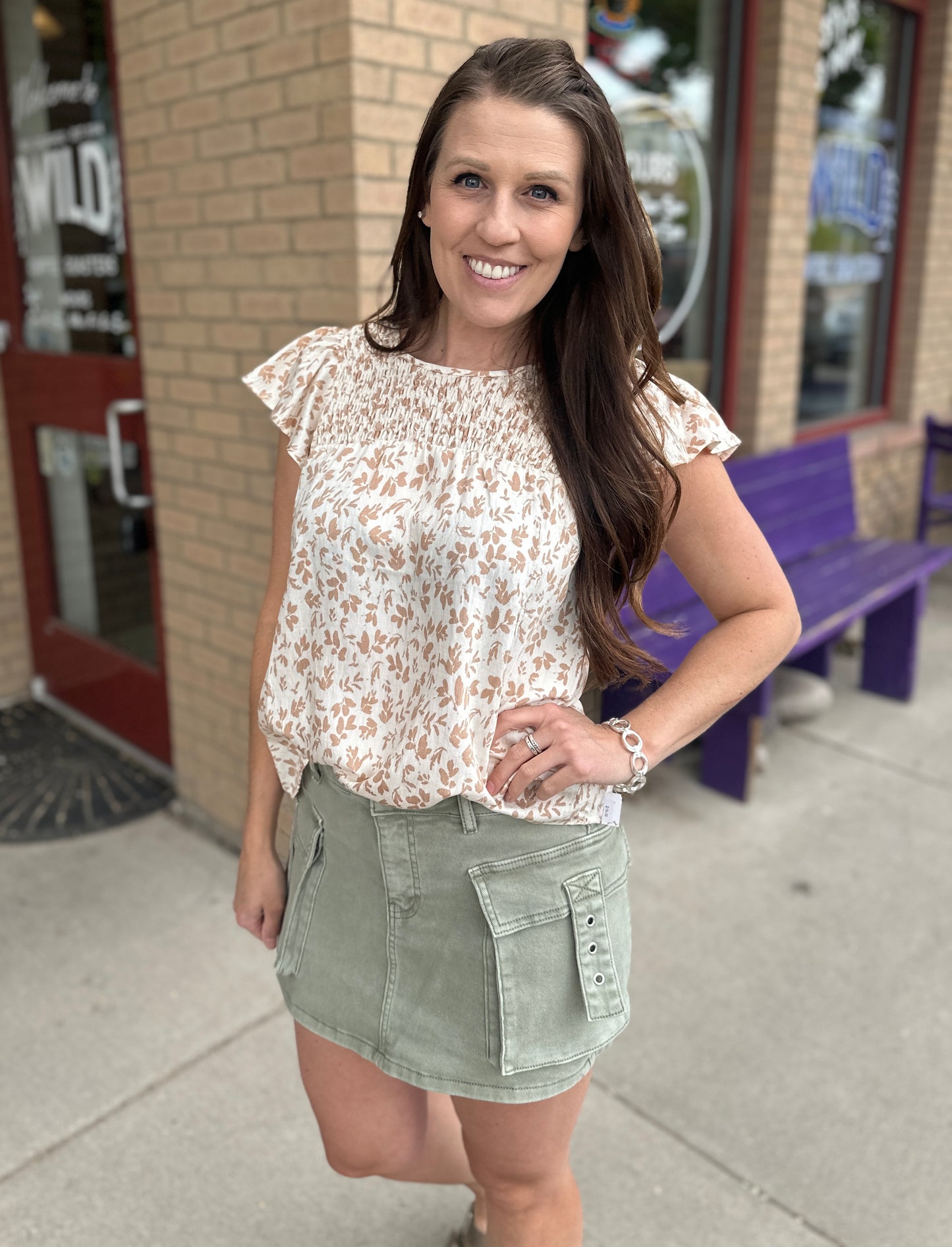 Flutter Sleeve Babydoll Blouse