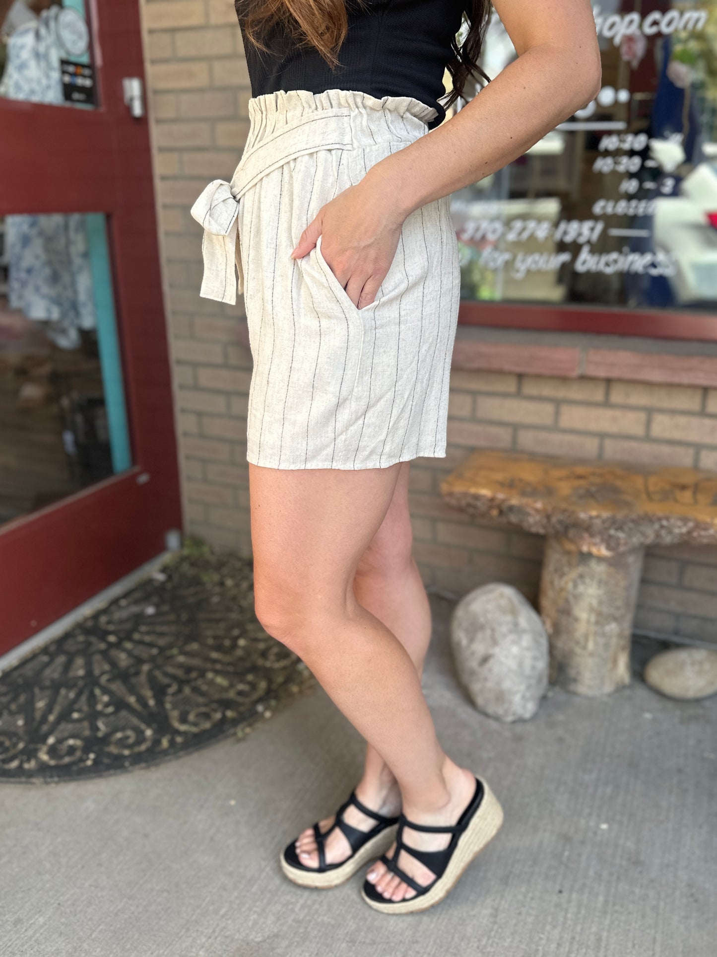 Libby Striped Linen Shorts