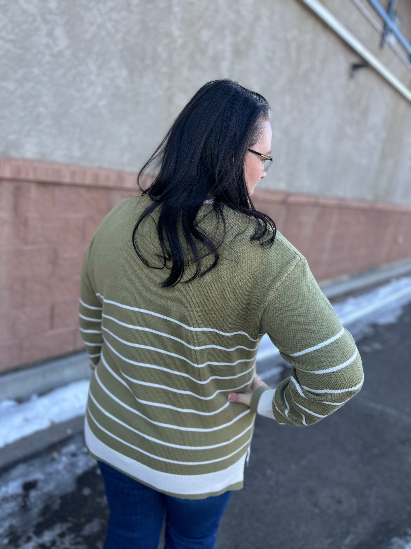 Olive Striped Sweater