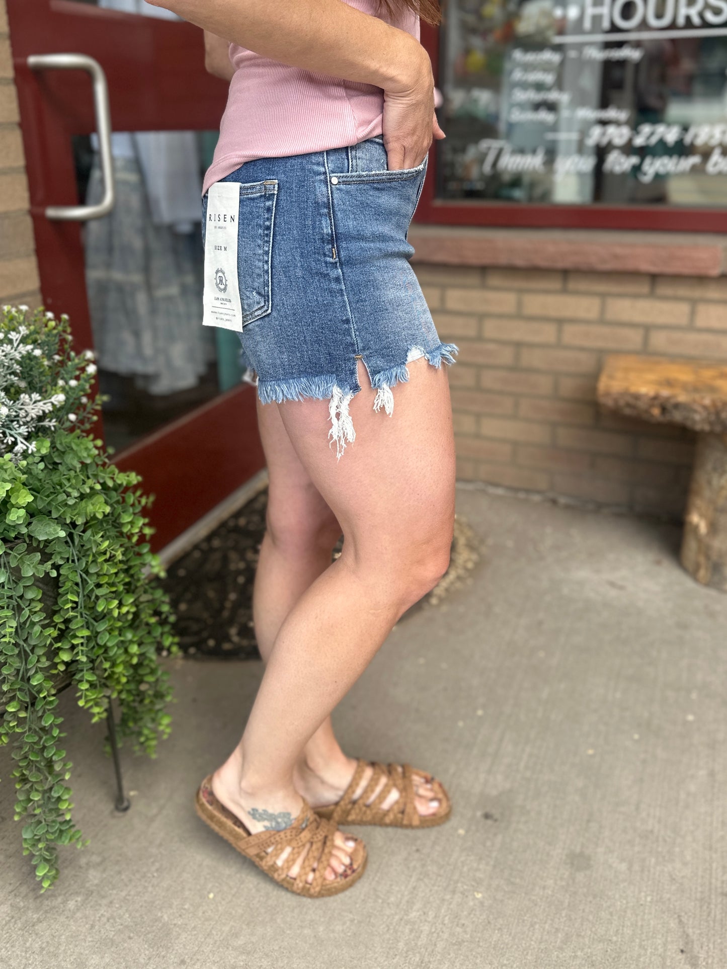 Frayed Medium Wash Kate Shorts