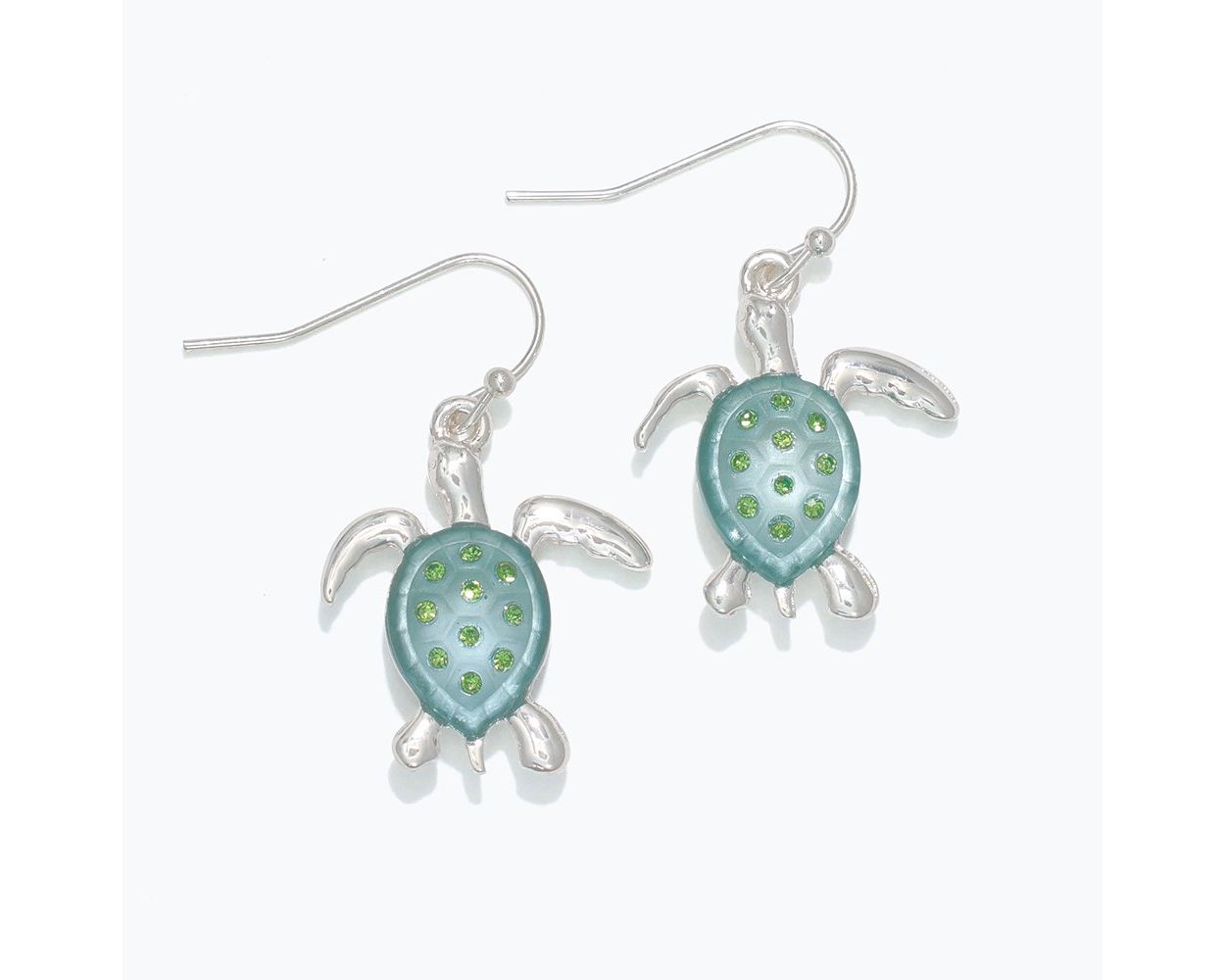 Silver Mint Turtle Earrings