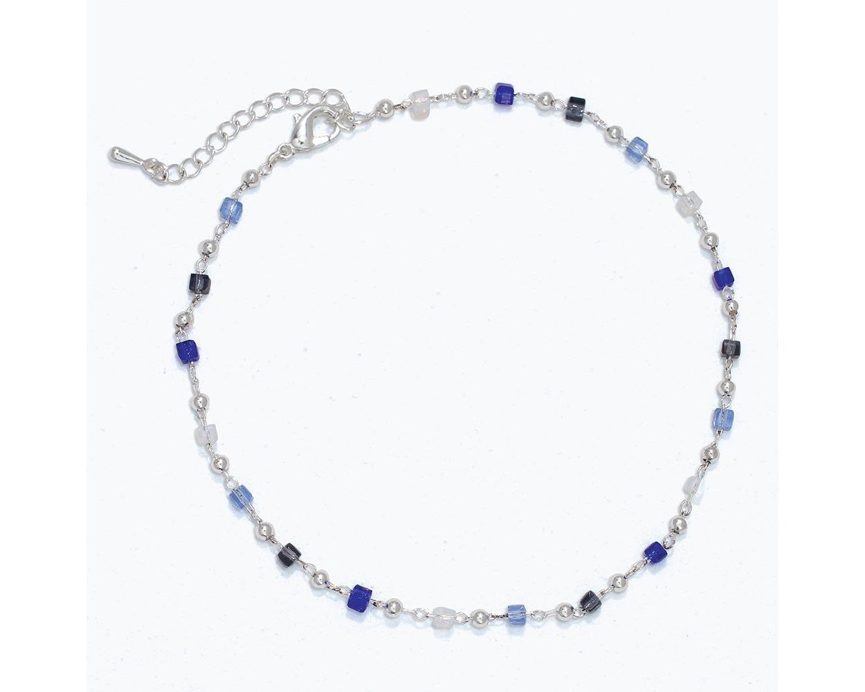 Silver Blue Crystal Anklet