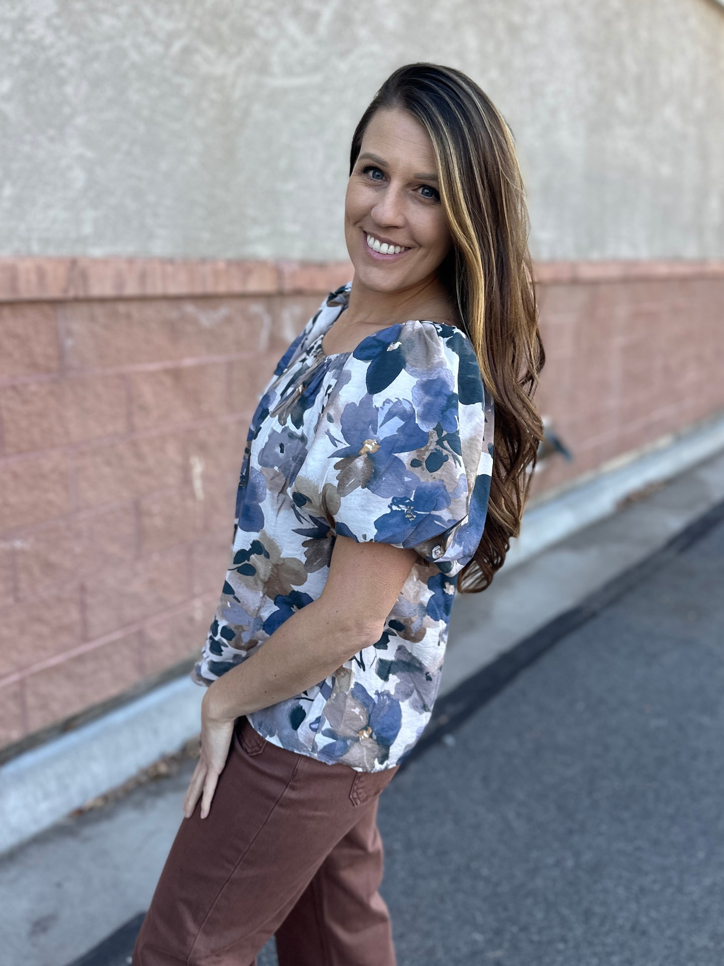 Puff Balloon Sleeve Floral Top