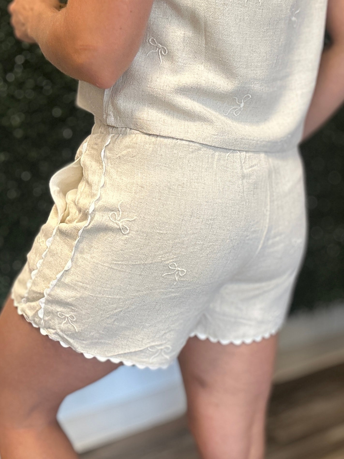 Embroidered Linen Shorts