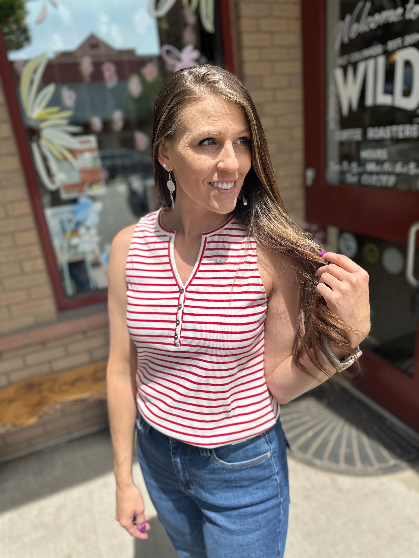 Henley Striped Tank