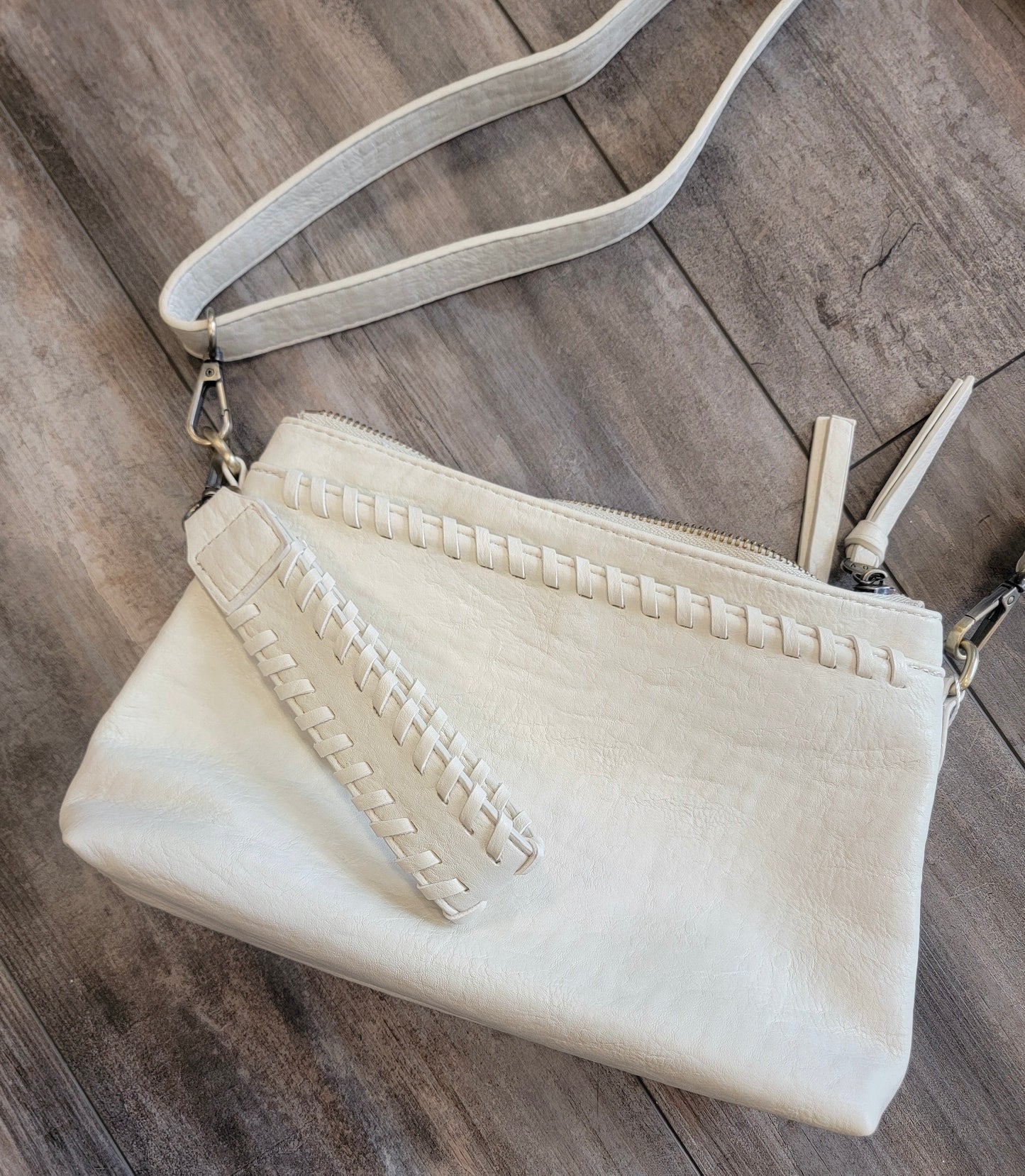 Whipstitch Topzip Wristlet/Crossbody Bag