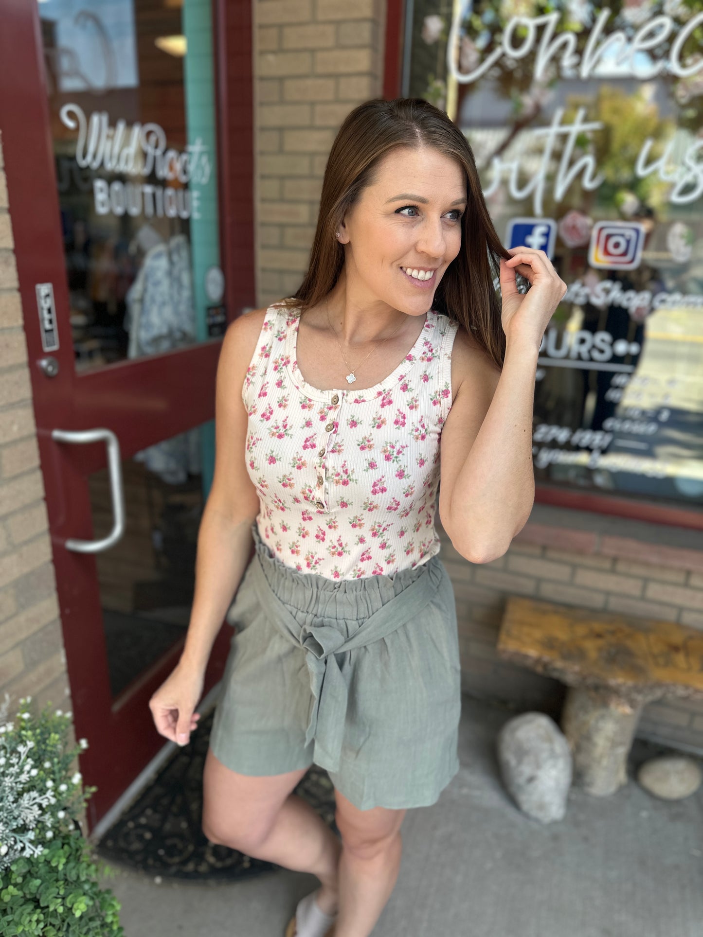 Ribbed Floral Tank