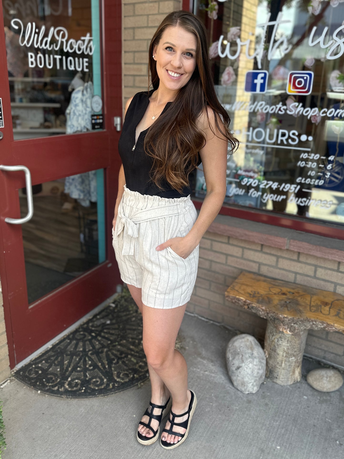 Libby Striped Linen Shorts