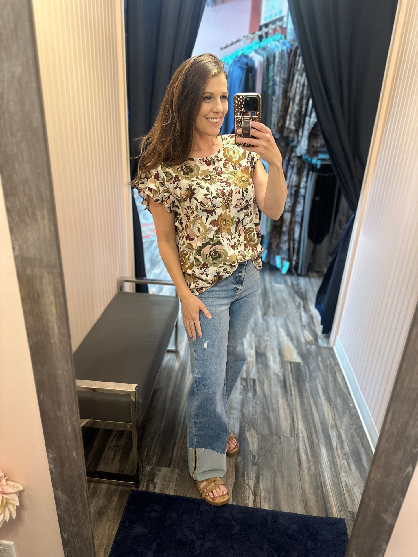 Floral and Ruffle Blouse