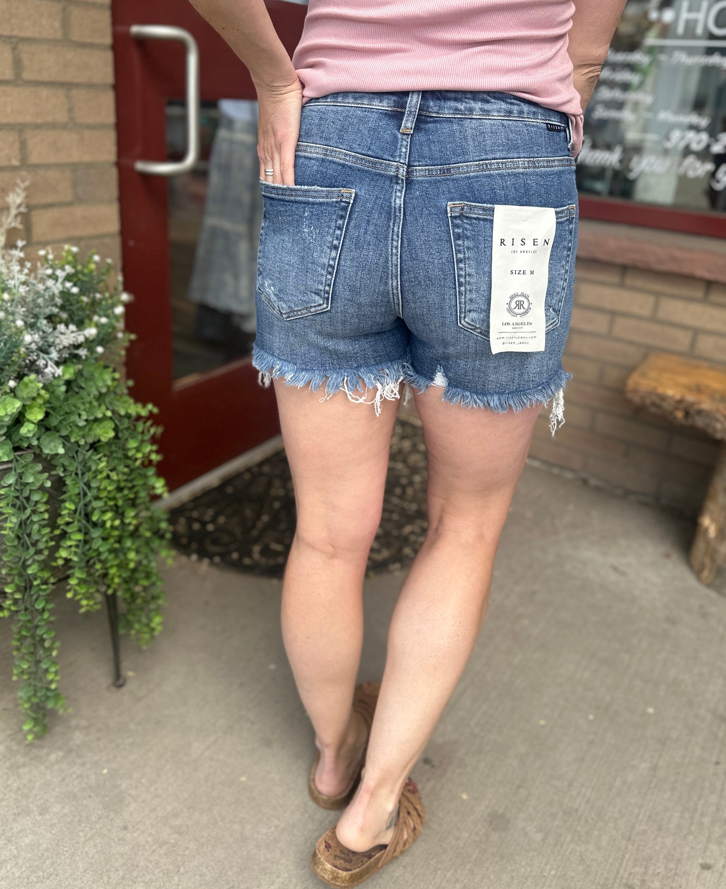 Frayed Medium Wash Kate Shorts