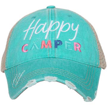 Teal Happy Camper Trucker Hat