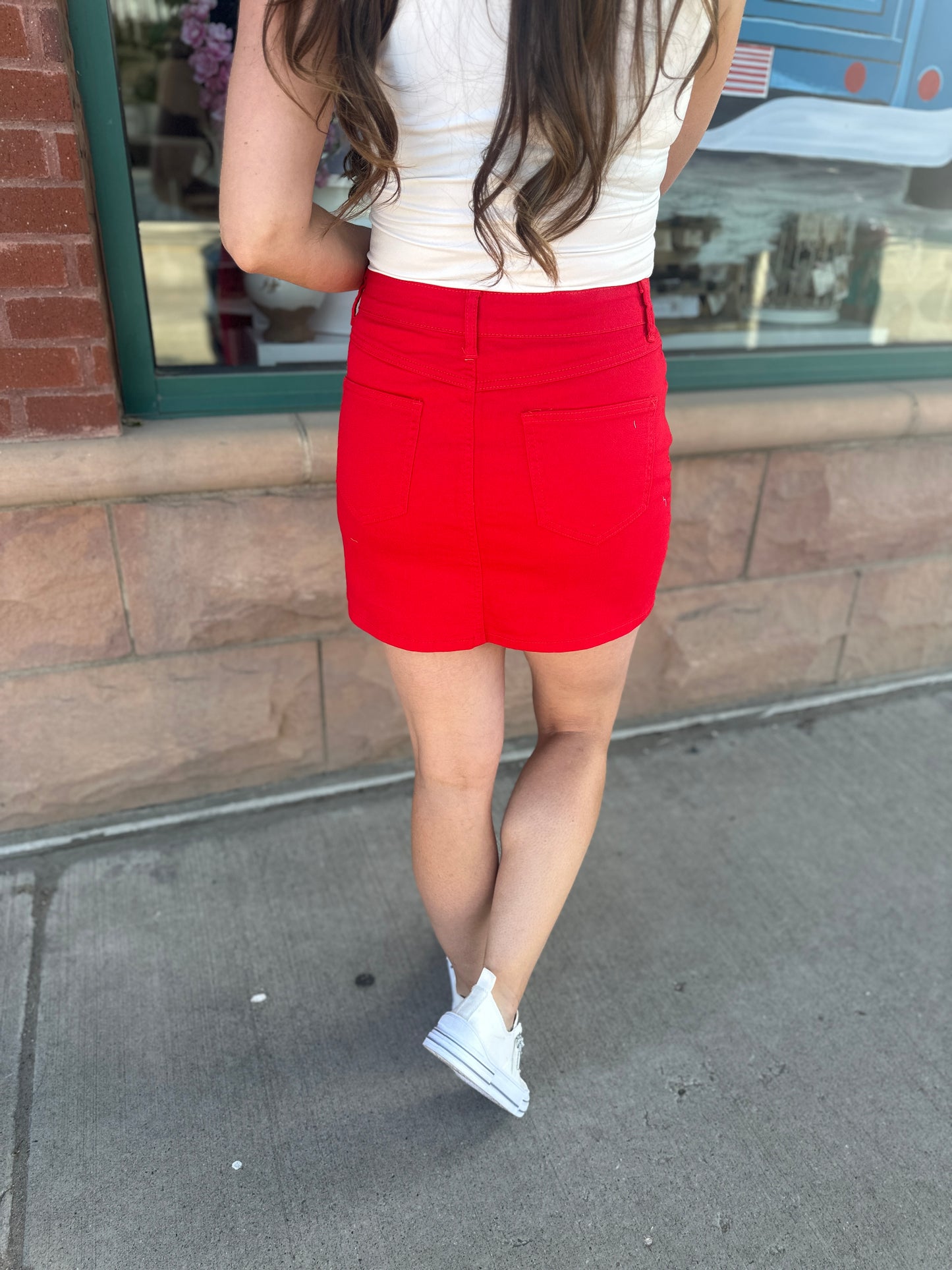 Nova Red Denim Skirt