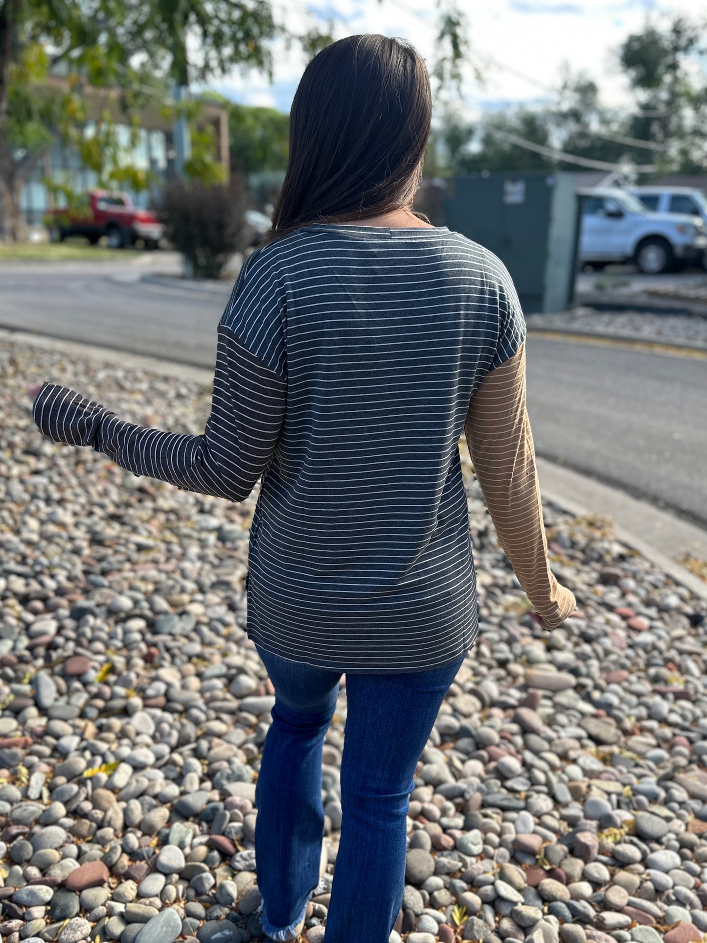Striped Colorblock Crew Neck