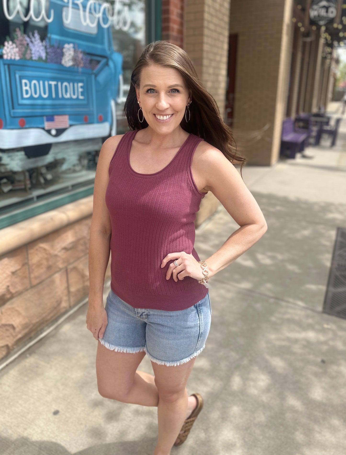 Plum Ribbed Tank
