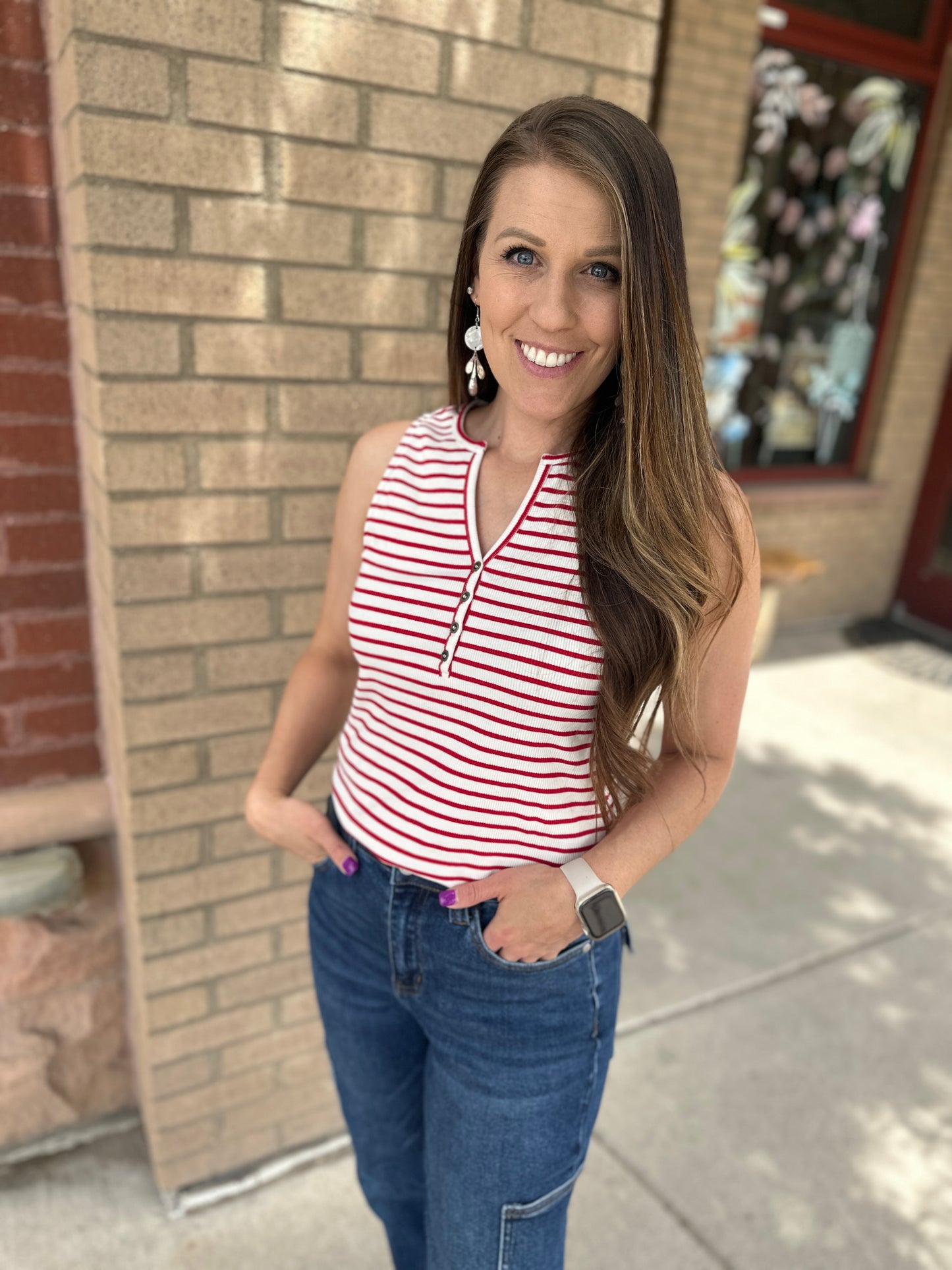 Henley Striped Tank