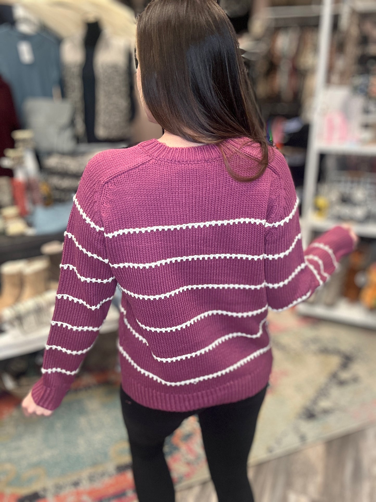 Magenta Blanket Stitch Sweater