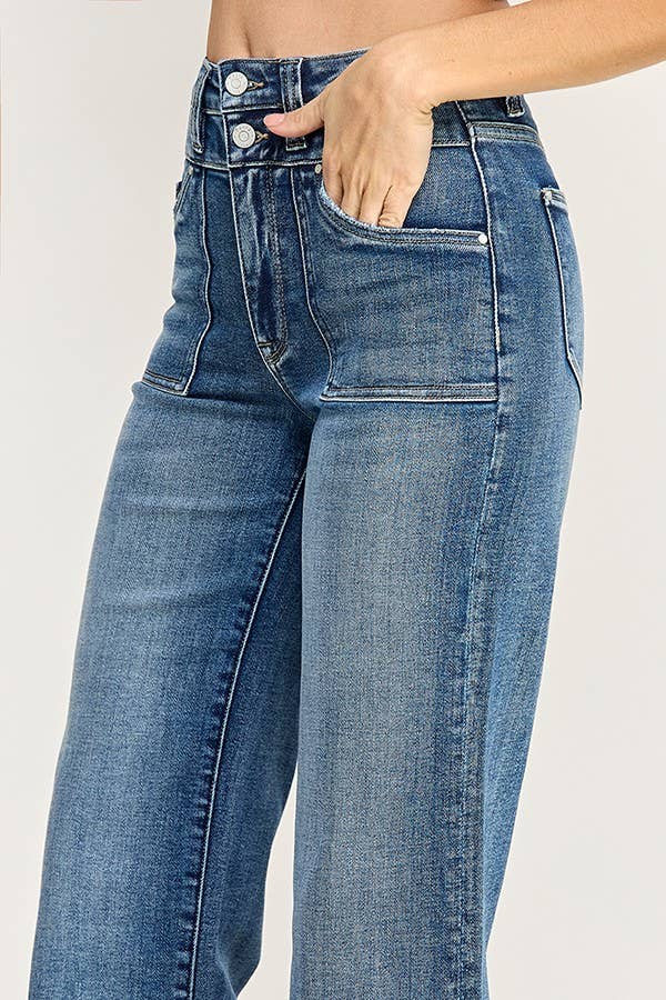 Violeta Patch Pocket Wide Leg Jeans