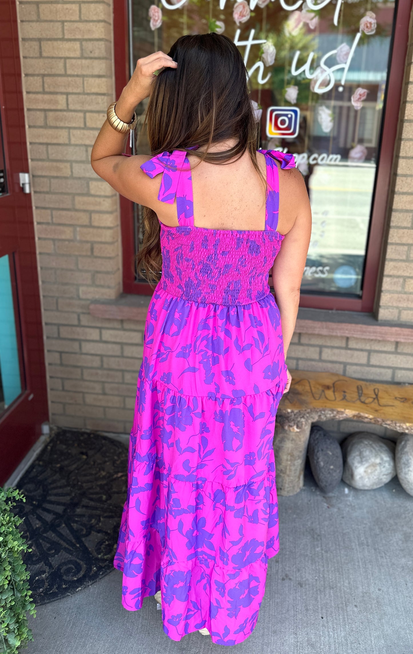 Serina Fuschia Smocked Tiered Dress