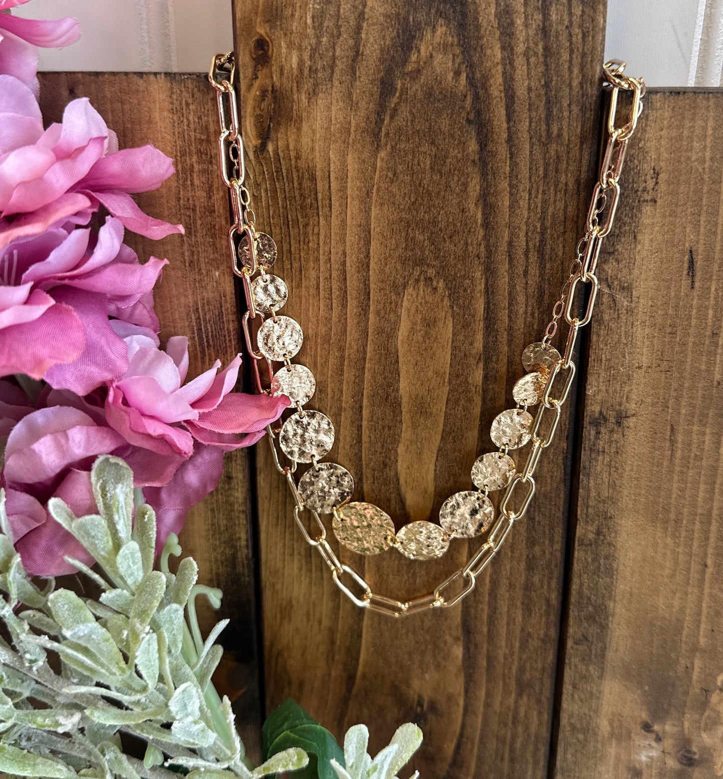Hammer Gold 2 Layered Necklace