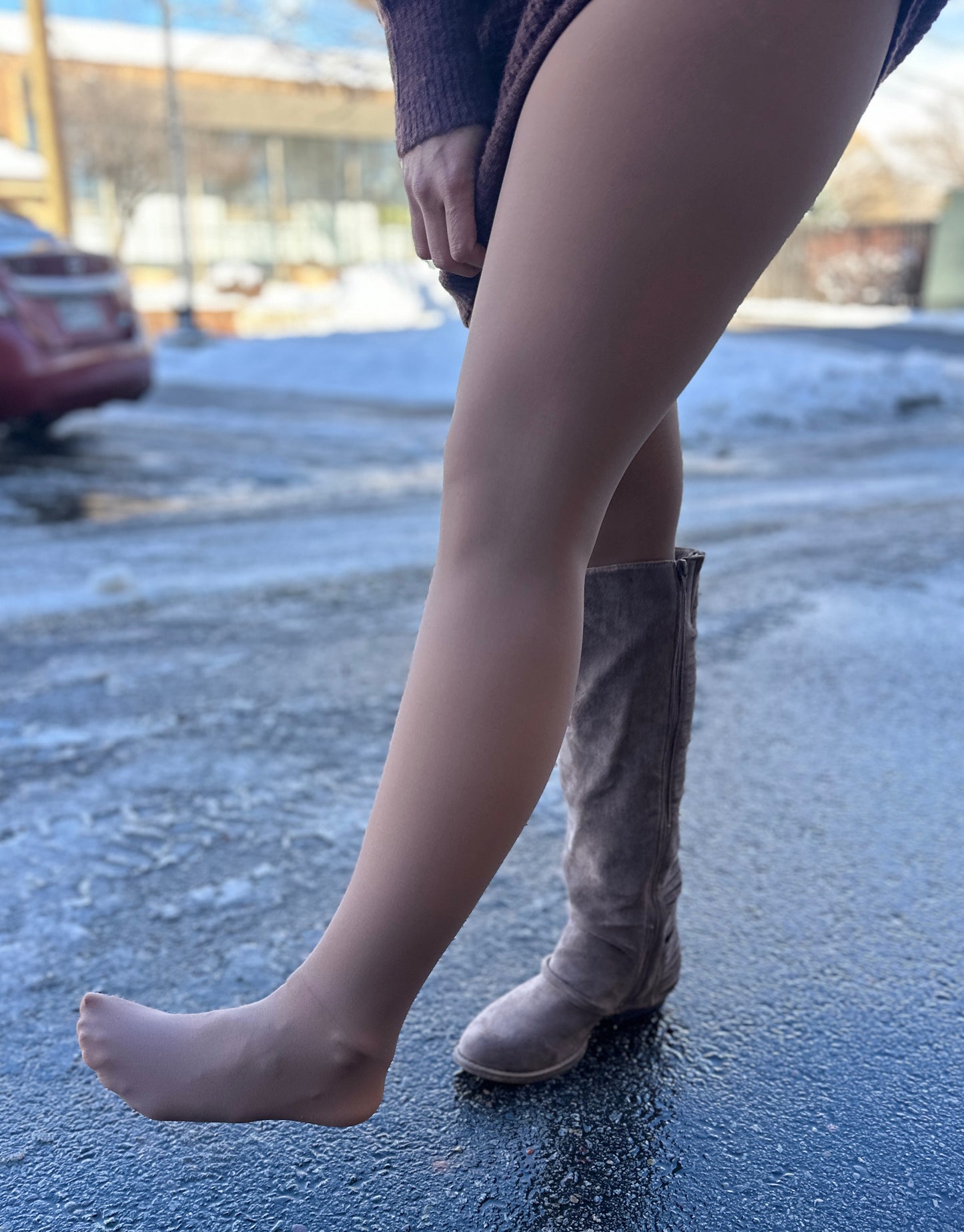 Fleece Lined Tights with Elastic Waistband