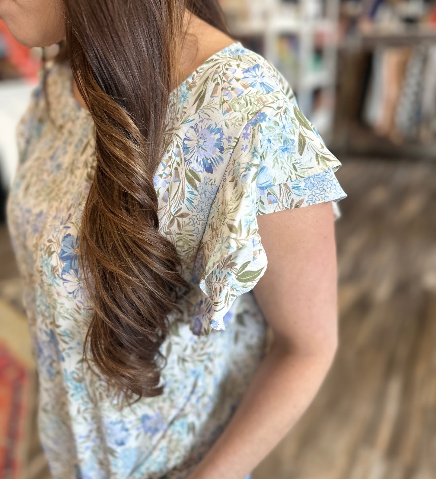 Blue Floral Blouse