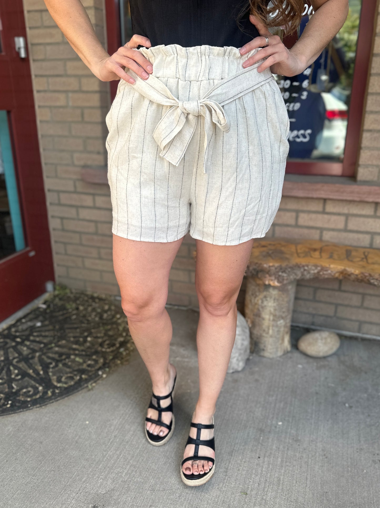 Libby Striped Linen Shorts
