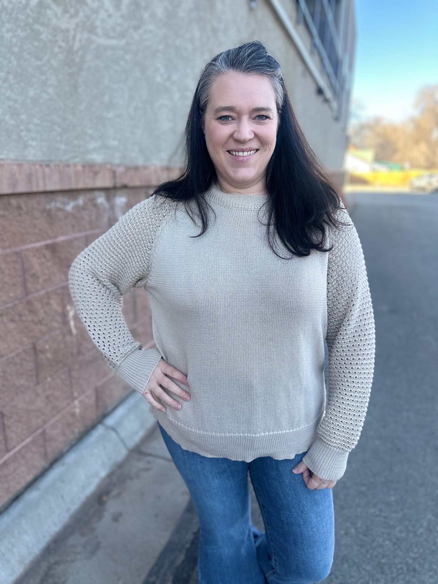 Open Knit Sleeve Top