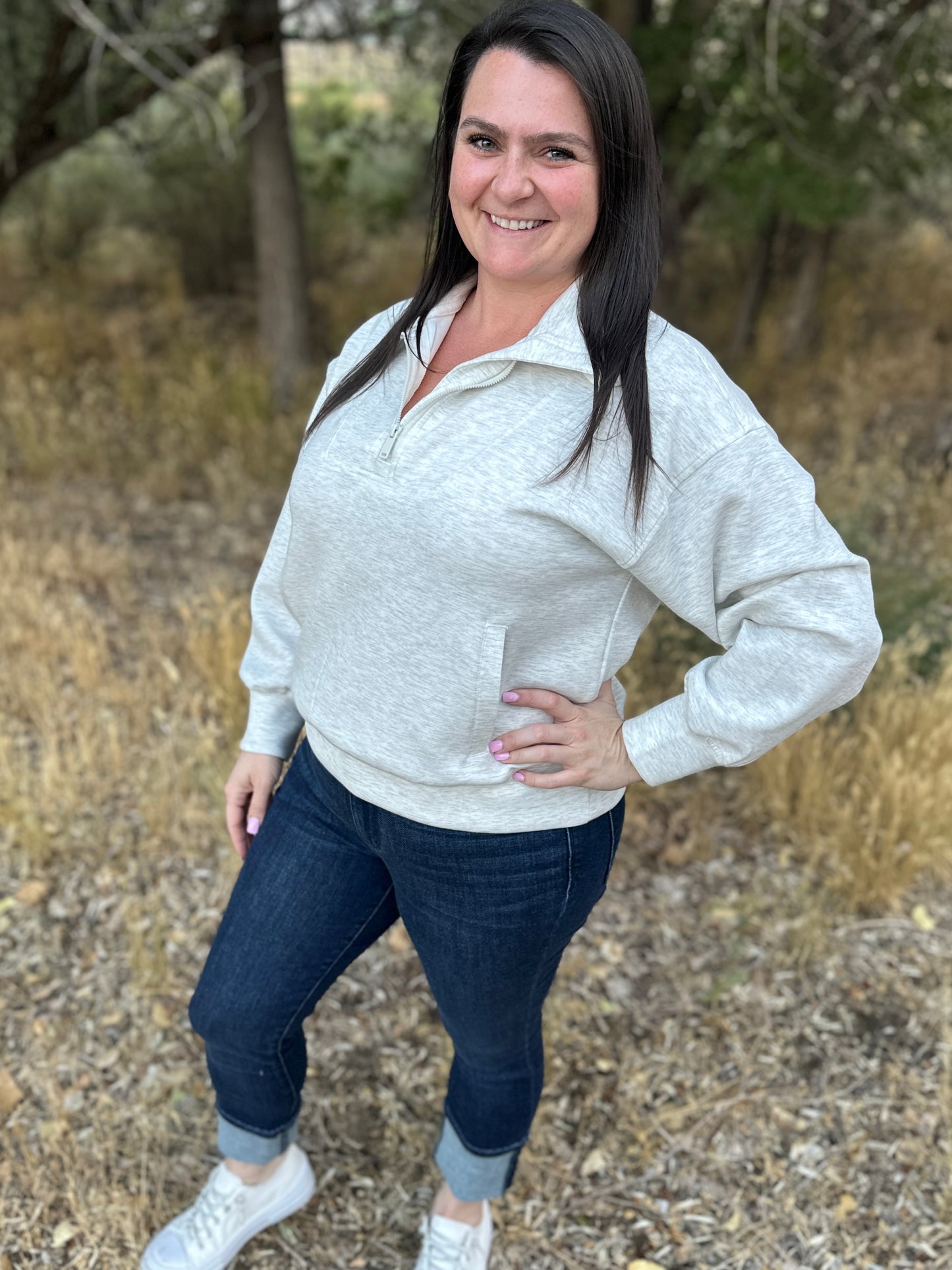 Quarter Zip Heather Grey Pullover