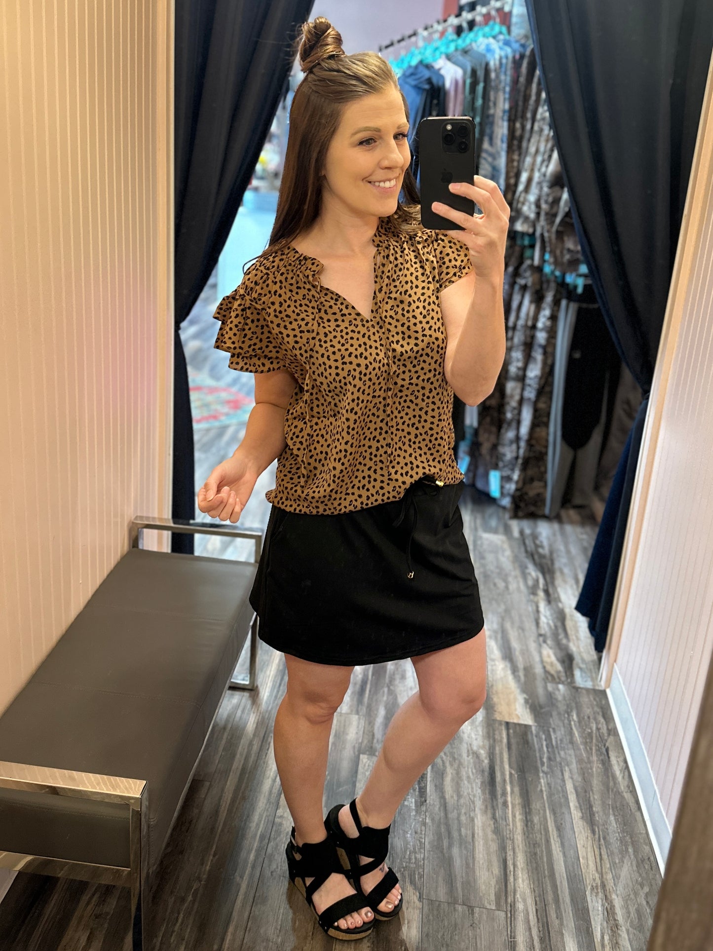 Cheetah Ruffle Short Sleeve