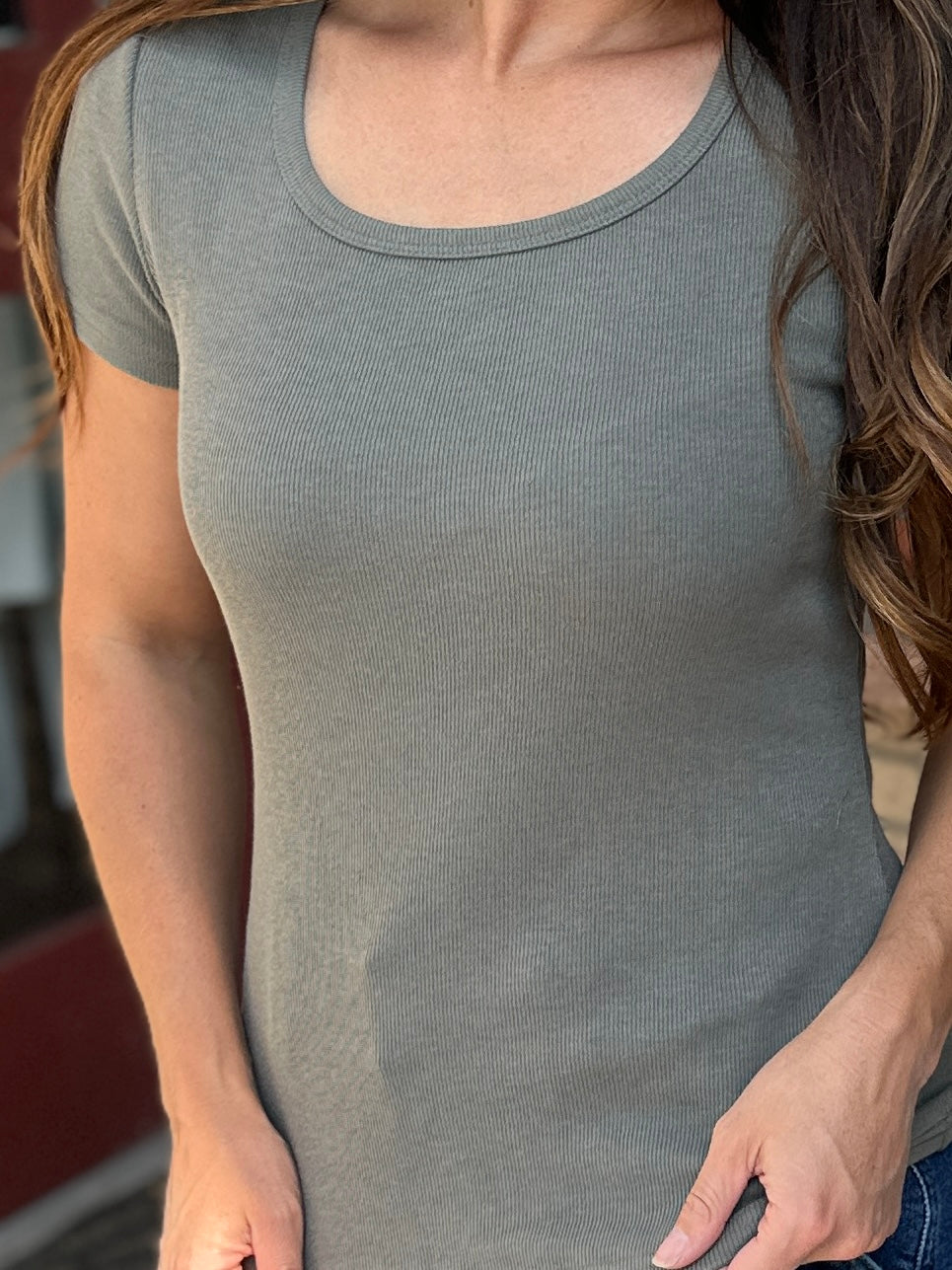 Ribbed Scoop Tee