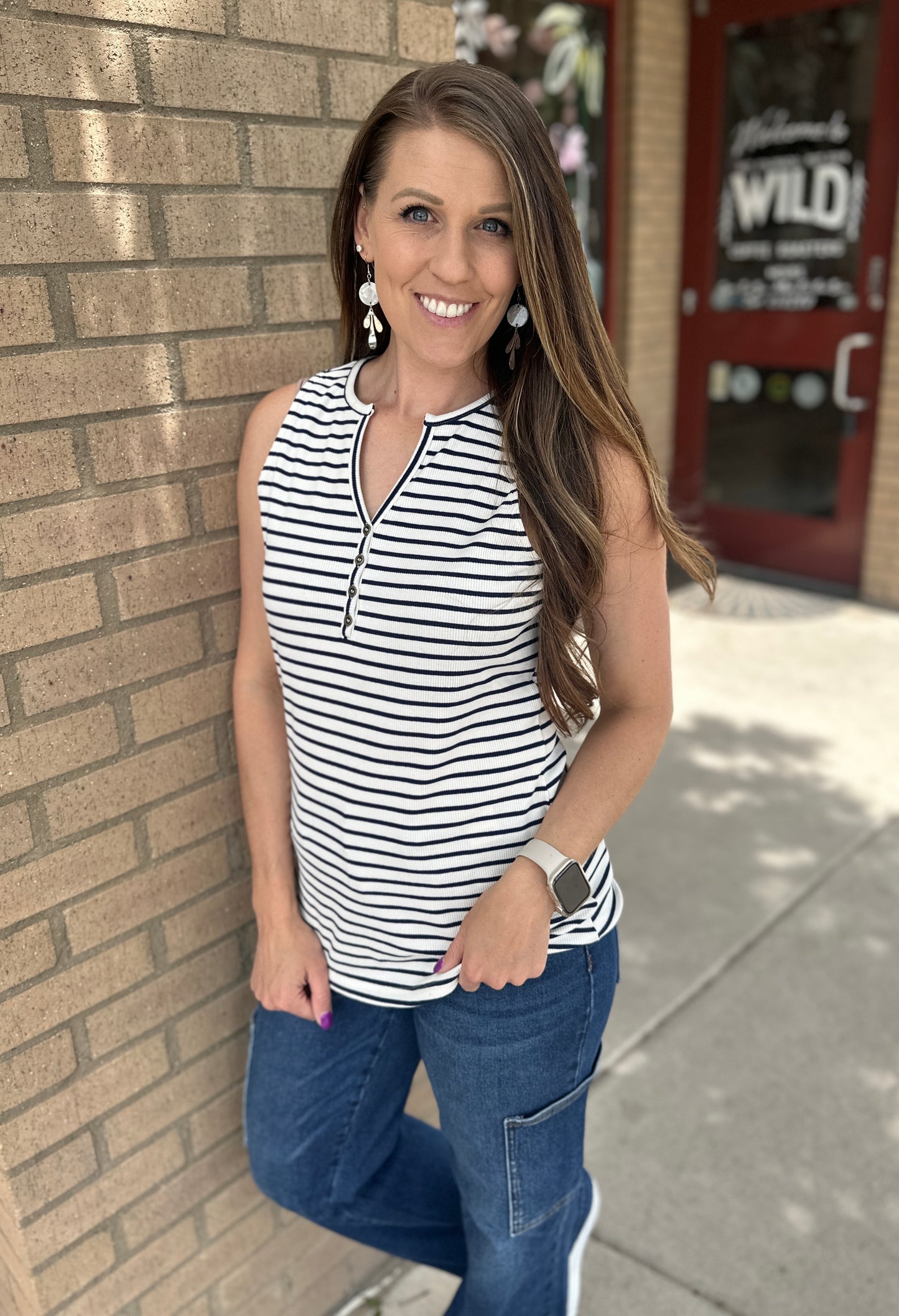 Henley Striped Tank
