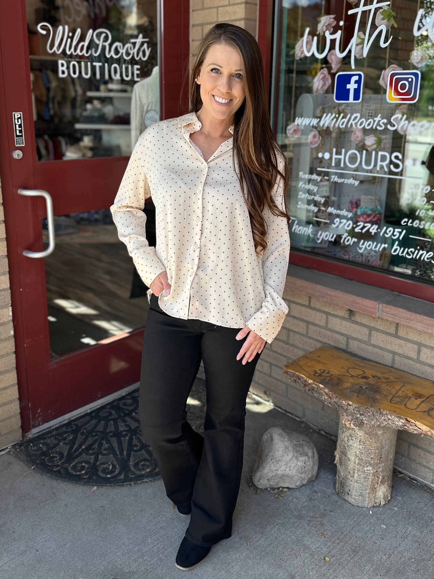 Satin Mini Polka Dot Blouse