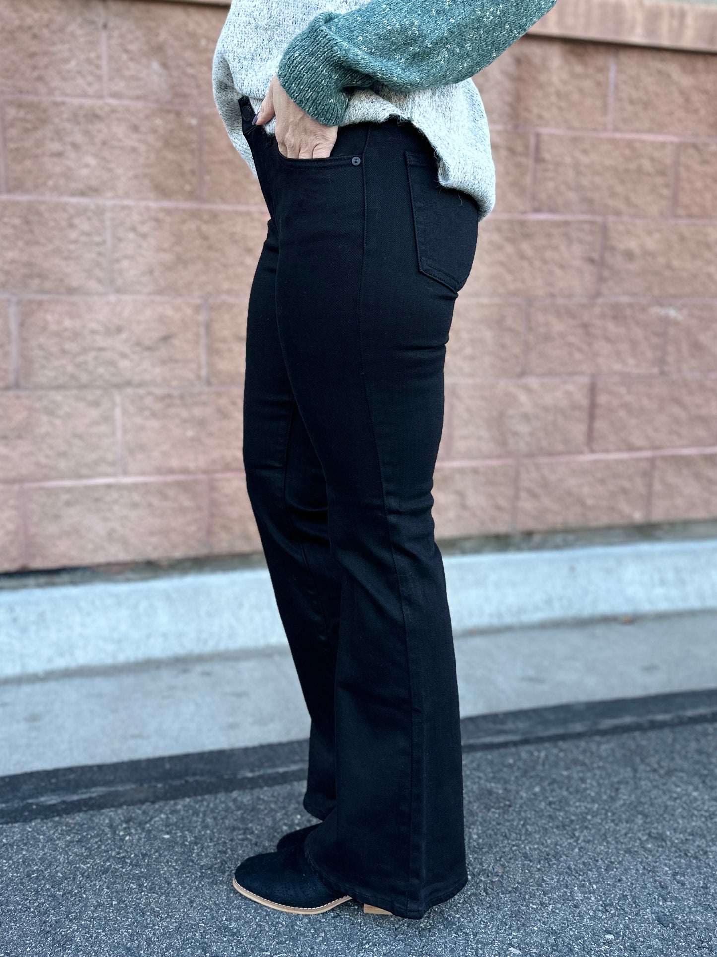 Black Low Rise Flare